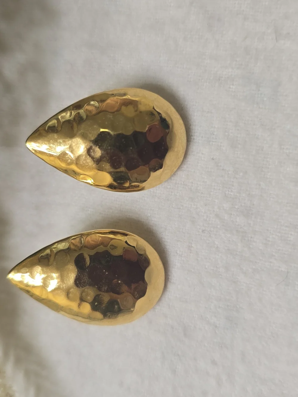 Gold Hammered Teardrop Earrings